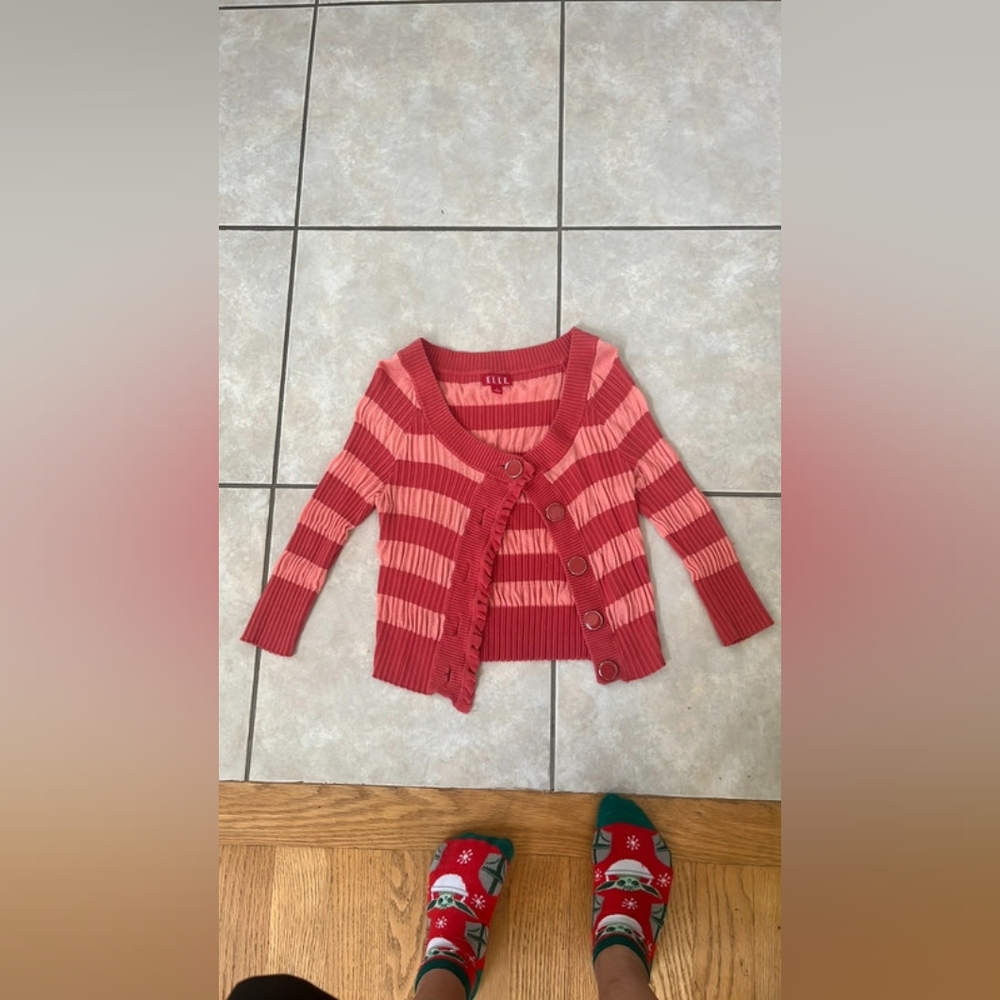 Striped Pink Cardigan Sweater
